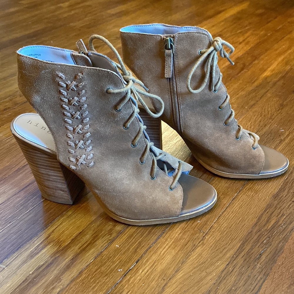 Hinge Lace-Up Suede Bootie, size 10